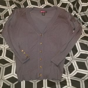 Grey Cardigan with Gold Buttons Size 1x